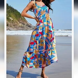Tiered Maxi Sundress in bold fun print